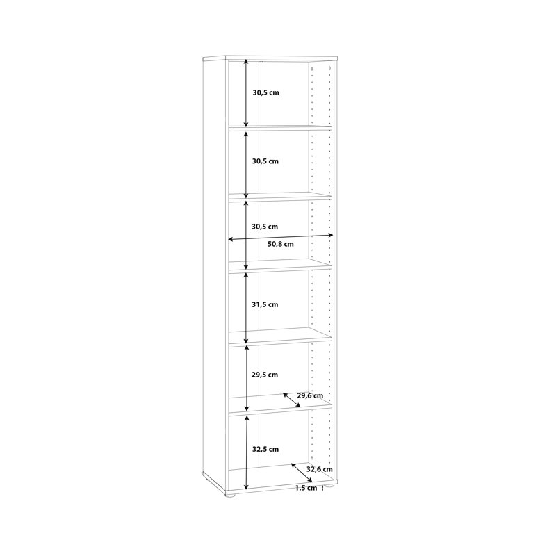 Frogerth 197.5cm H Standard Bookcase, Sonoma Oak, 197.5cm H x 54cm W x 34.8cm D