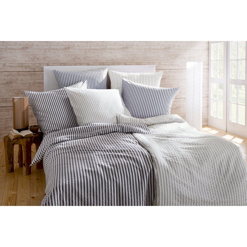 Cotton Striped Duvet Cover Set with Pillow Shams Included, 135 x 200 cm + 80 x 80 cm