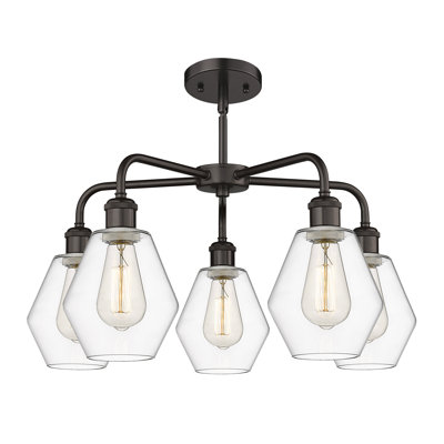 Amylea 5 - Light Steel Dimmable Geometric Chandelier