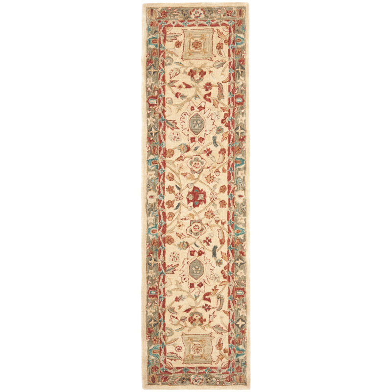 Tapis beige en laine Tingley, Tapis de couloir 2 pi 3 po x 10 pi