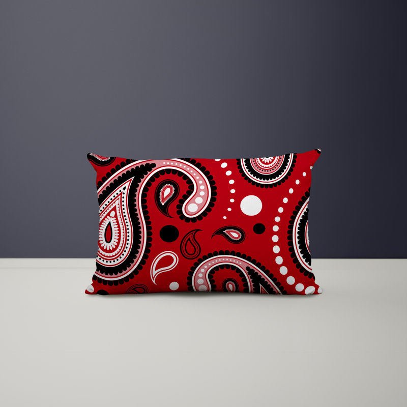 Paisley Outdoor Reversible Throw Pillow, Red