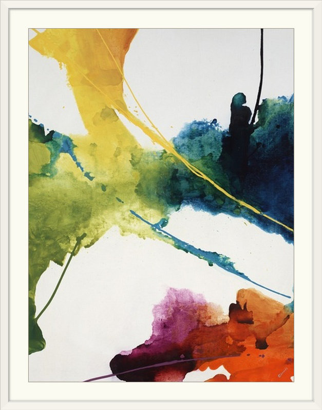 «Celestial V», reproduction de peinture à l'aquarelle, Impression encadrée, H 44 po x l 35 po x P 1 po, Blanc