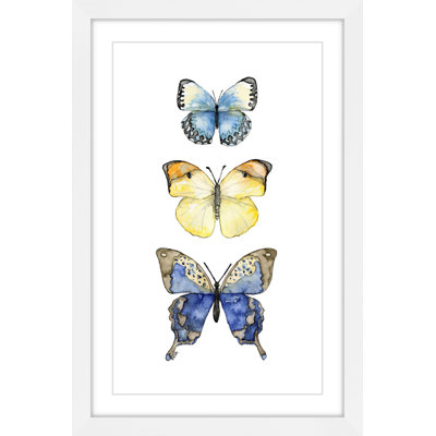«Three Butterflies» par Rachel Byler, reproduction d'art encadrée