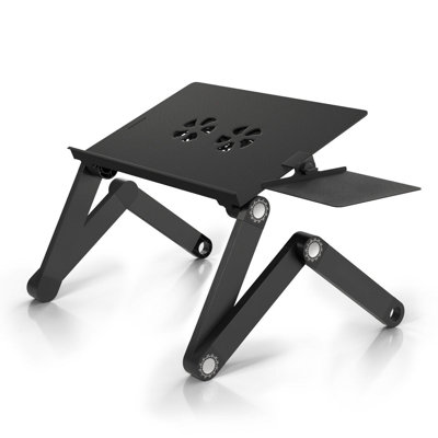 Laptop Table Stand Adjustable Riser: Portable With Mouse Pad Fully Ergonomic Mount Ultrabook Macbook Gaming Notebook Light Weight Aluminum Black Bed T -  Inbox Zero, 5EE8A819C16B4778B2206540221D7CCC