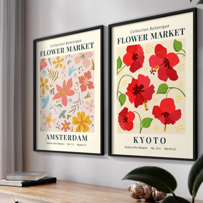 Vintage  Floral XI  -Framed Giclee Print - Set of 2