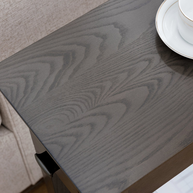 Table de chevet étroite en bois massif et manufacturé, Gris fumée