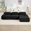 Canapé modulaire en forme de L sans assemblage Conception ergonomique sans danger pour les animaux de compagnie Tissu en velours côtelé extra-large avec accoudoirs courbés 32D éponge à haute résilience pour le salon, noir-1415021126-1415021120