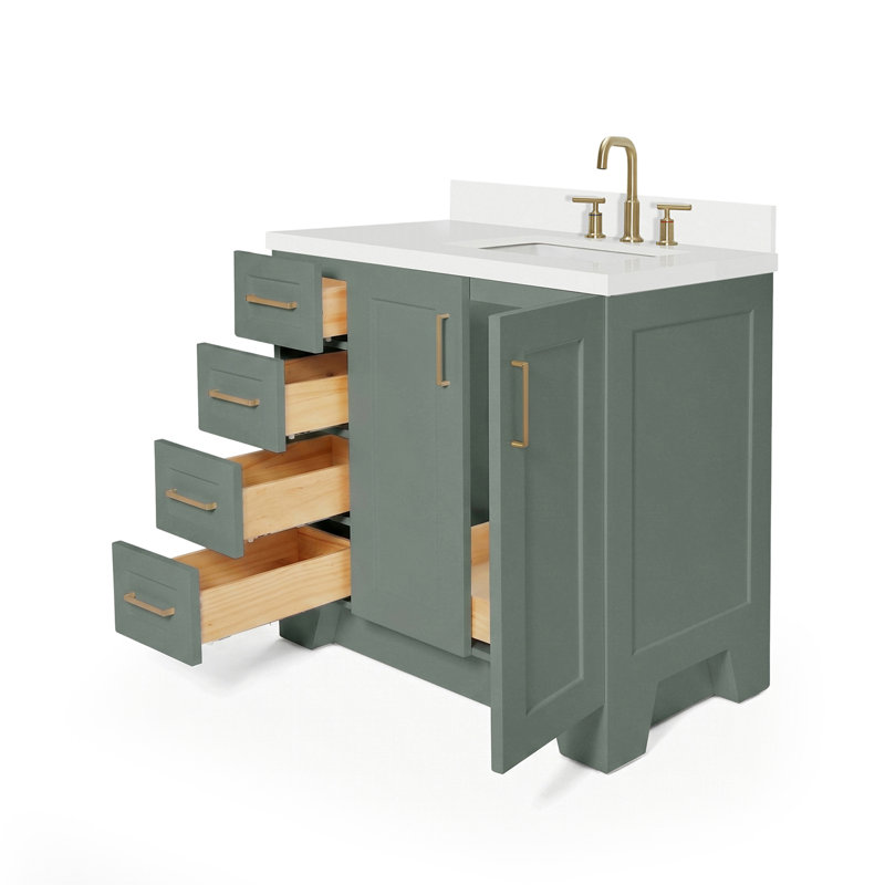 37 IN.  Single Bathroom Vanity, Right, Rectangular, Vintage Green