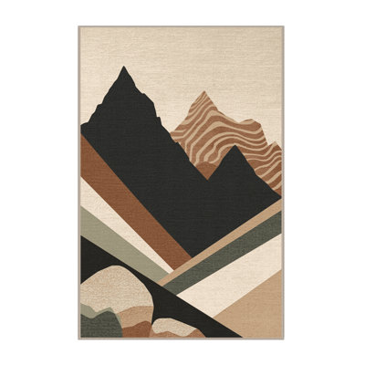 Tapis moelleux moelleux et moelleux à motif abstrait rustique moderne beige