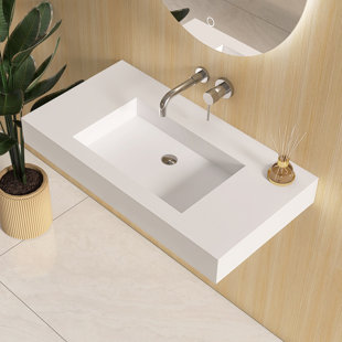 Lavabo de salle de bain mural 35 "à surface solide