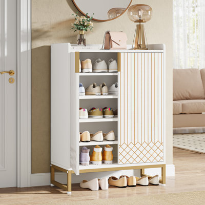 Armoire à chaussures à 5 niveaux avec portes, 20 à 25 paires