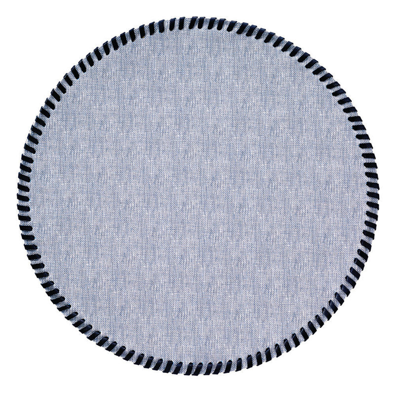 Whipstitch Vinyl Round Placemats, Bluebell