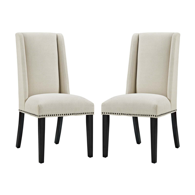 Baron Fabric Upholstered Dining Chairs (Set of 2) by Modway, Beige