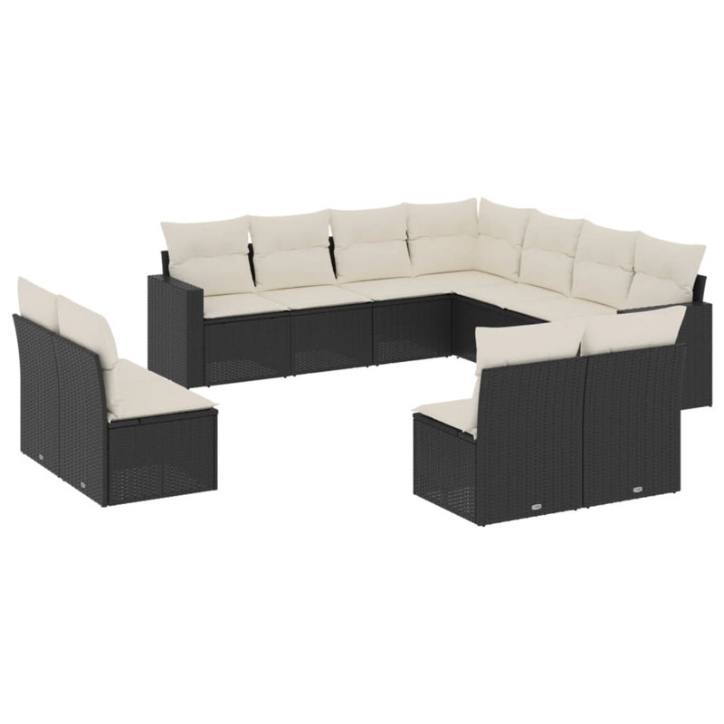 Vidaxl Garden Sofa Set Black PE Rattan 11 Piece Set Modular