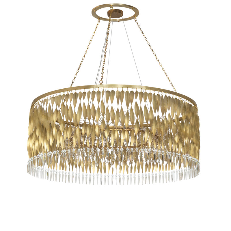 Lustre tambour unique à 18 lumières avec accents de cristal