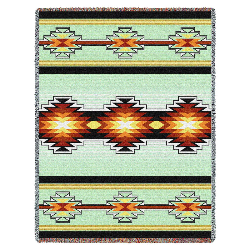 Couverture Pure Country Weavers Sevah - d'inspiration amérindienne du Sud-Ouest - jeté en coton tissé à la main - fabriqué aux États-Unis (72 x 54)