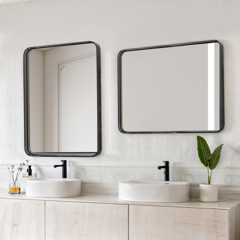 Louise Metal Framed Rounded Rectangular Modern Vanity Bathroom Mirror for Wall for Over Sink Bathroom, 24" x 36"