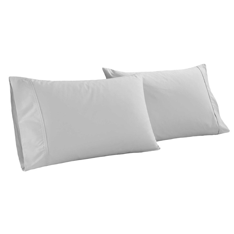Taies d'oreiller en percale de coton à densité de tissage 300 fils Superior Organic, Très grand, Argent