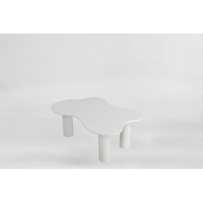 Elegant White Coffee Table, 43.3 x 15.7 x 27.6 inches | 100% MDF with Polyurethane Lacquer Finish | Modern Abstract Design for Living Room, Stylish and Durable Addition to Your Home Decor