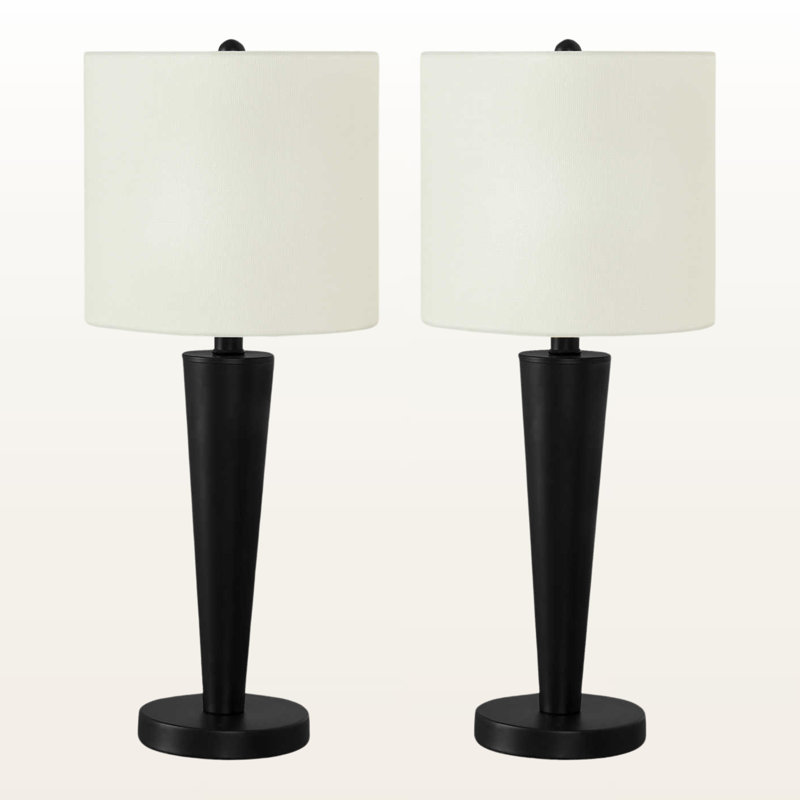 Lampe de table Vita en métal noir ivoire / crème avec port USB, H 23,85 po x l 9,84 po x P 9,71 po