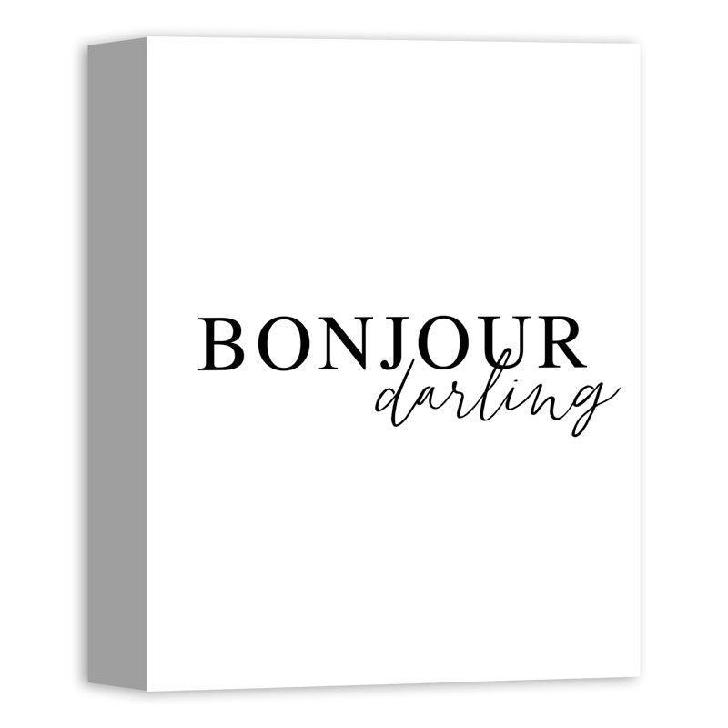 Bonjour Darling - reproduction d'art textuel sur toile, H 10 po x l 8 po, Toile tendue