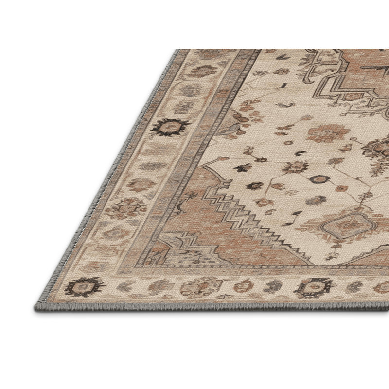 Tapis gris Afyon lavable à la machine, Rond 6 pi