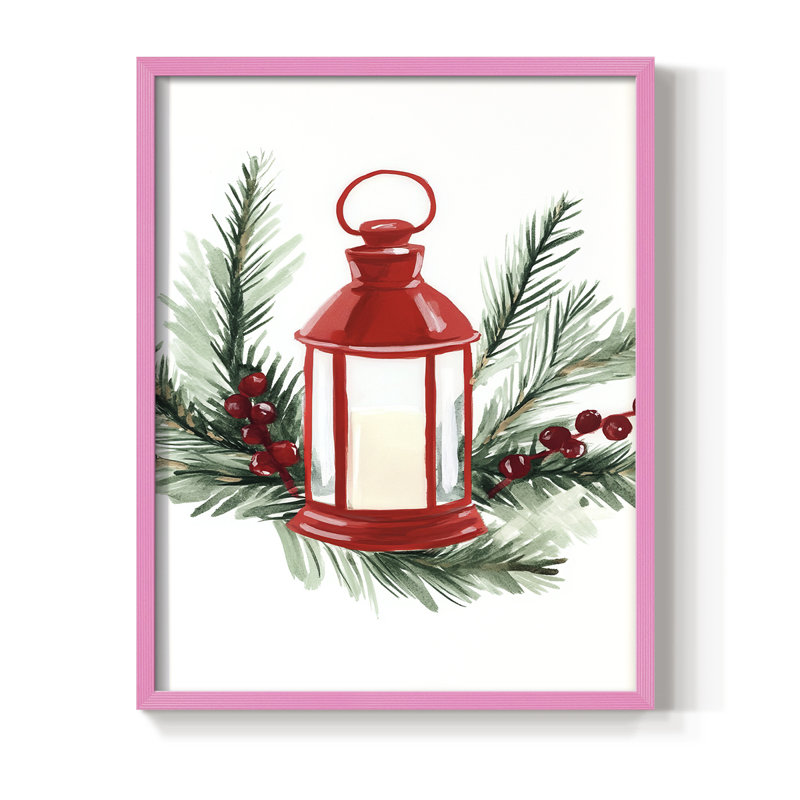 «Christmas Holiday», art encadré en bois massif CECXXXV, Rose