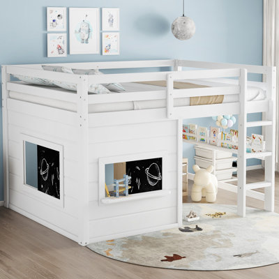Kids Loft Bed With Sliding Chalkboard