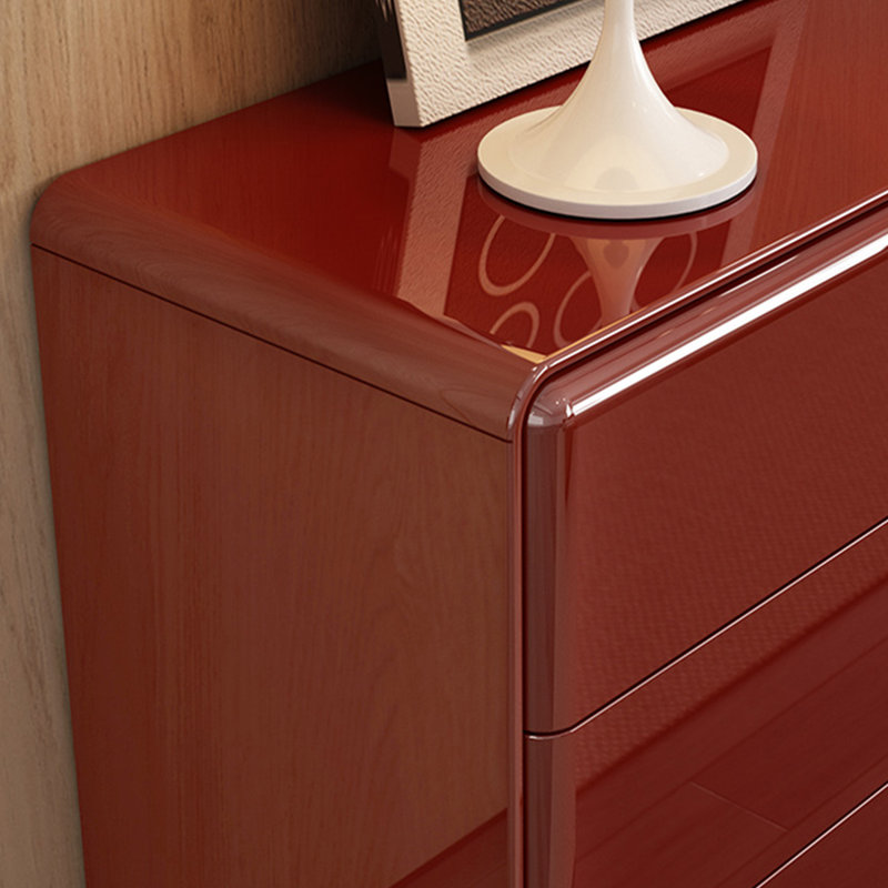 Commode de tiroir brillante sans poignée, Rouge