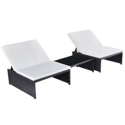 Vesely 24" Long Reclining Double chaise with Cushions and Table by Highland Dunes