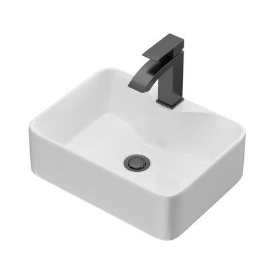 16"X12" Vessel Sink Fired Ceramic Above Counter Bathroom Basin with Faucet
