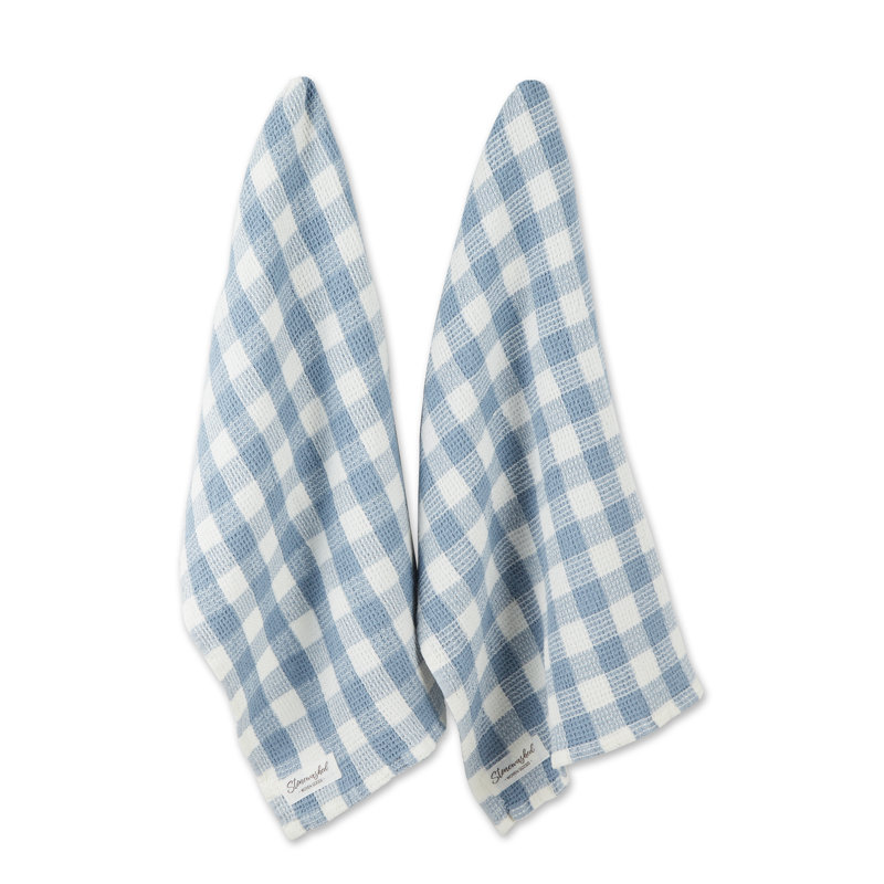 Torchon rayé, Carreaux bleu poussiéreux