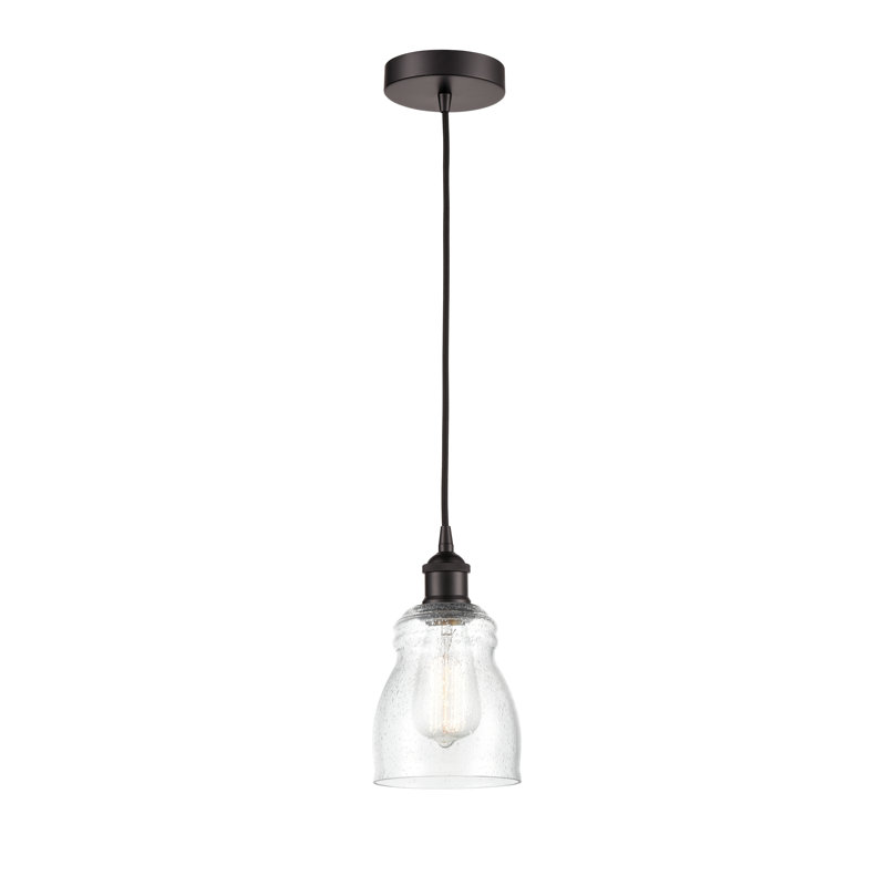 Luminaire suspendu en forme de cloche à 1 lumière Mccarver, Bronze huilé