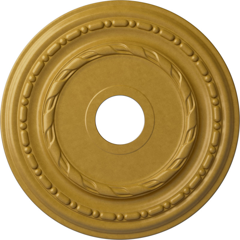 Médaillon de plafond Endurathane Dublin, DE 17 7/8 po x P 3 5/8 po x P 1 1/4 po (convient aux auvents jusqu'à 5 1/8 po), fini or irisé peint à la main