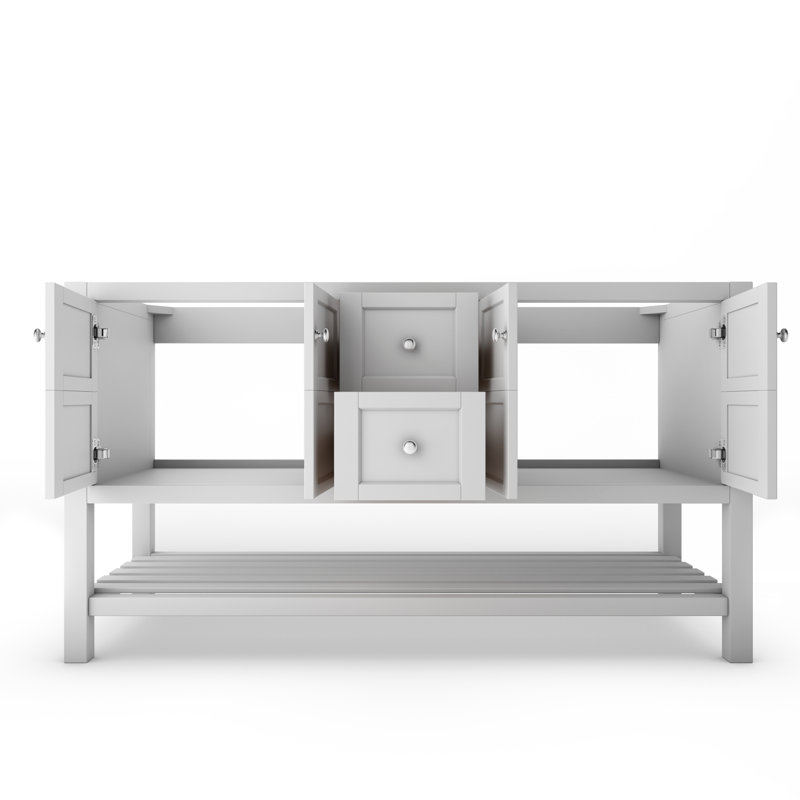 Meuble-lavabo de 60 po Anneus (base seulement), Blanc / Chrome