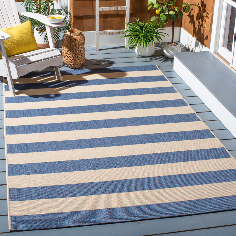 Peterman Performance Striped Indoor/Outdoor Area Rug, Round 6'7"