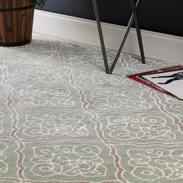 Tapis gris touffeté à la main à motif géométrique Tambellini