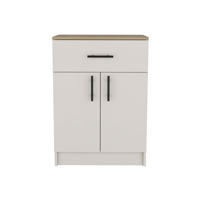 Armoire pour garde-manger Netal, cuisine, ivoire / chêne naturel