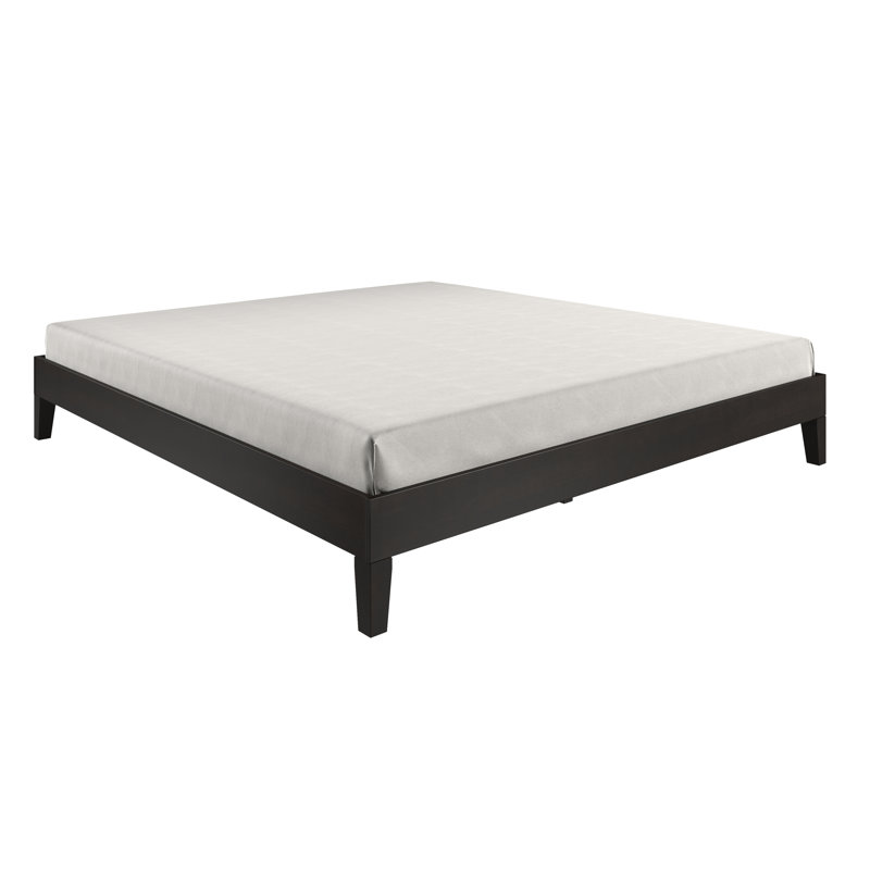 Antolic Solid Wood Platform Bed, Black, King