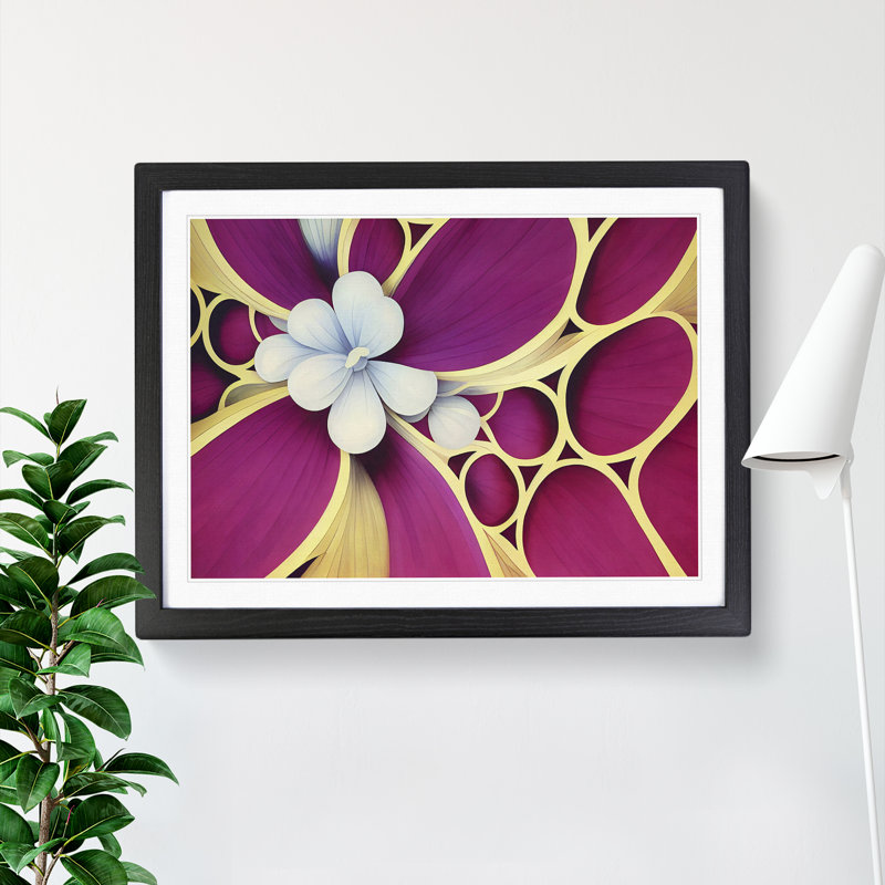 Sublime Modern Flower Art - Single Picture Frame Print, 46cm H x 64cm W x 2cm D, Black Framed
