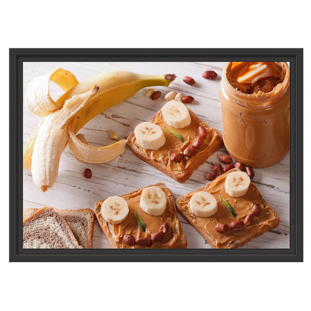 Gerahmtes Wandbild Erdnussbutter Bananen Sandwich