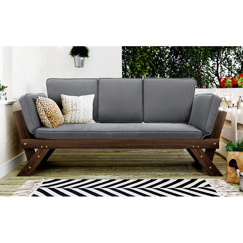 Canapé de patio réglable en bois, Gris, Brun