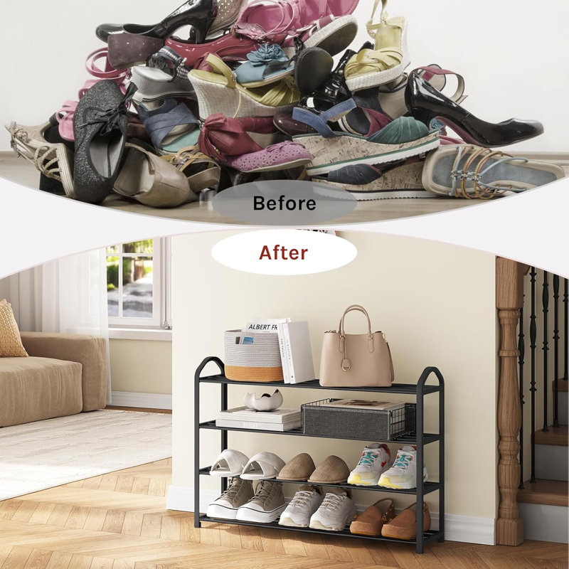 16 Pair Shoe Rack, Black