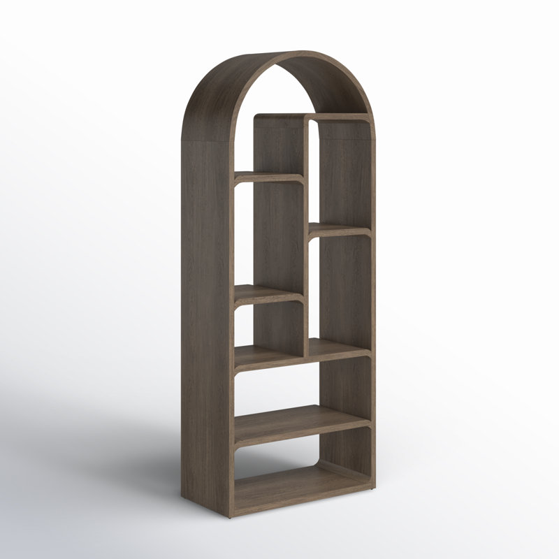 Risa Geometric Bookcase, Rustic Gray