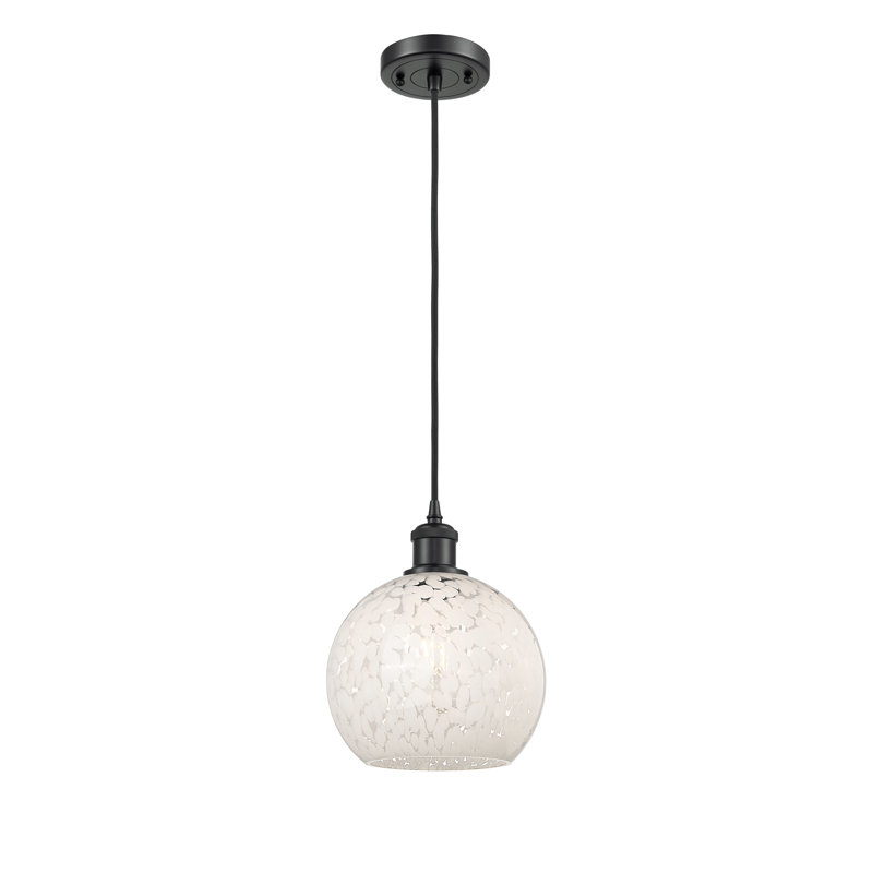 Luminaire suspendu 1 lumière Nathalie, H 10 po x l 8 po x P 8 po, Noir mat