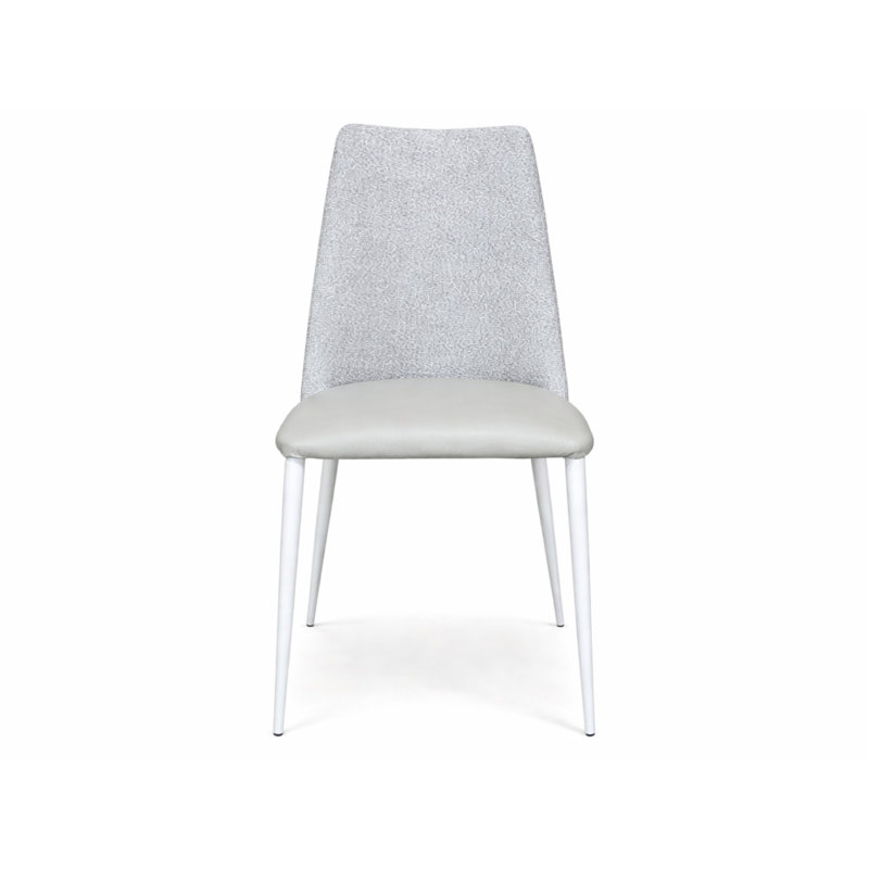 Chaise Clavene en cuir et coton., Gris, Gris