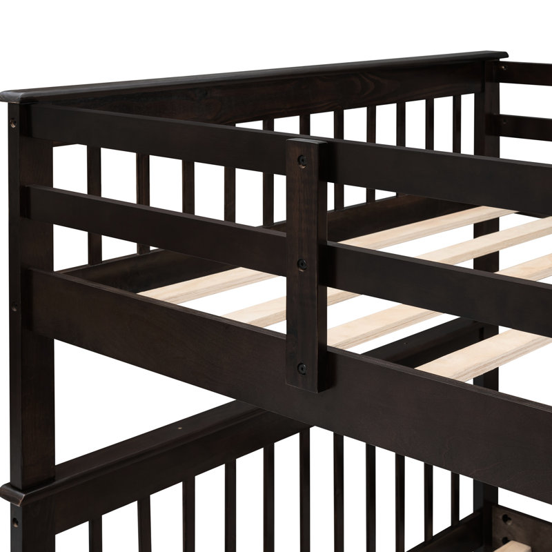 Lit superposé avec escalier avec rangement spacieux et caractéristiques de sécurité, Espresso