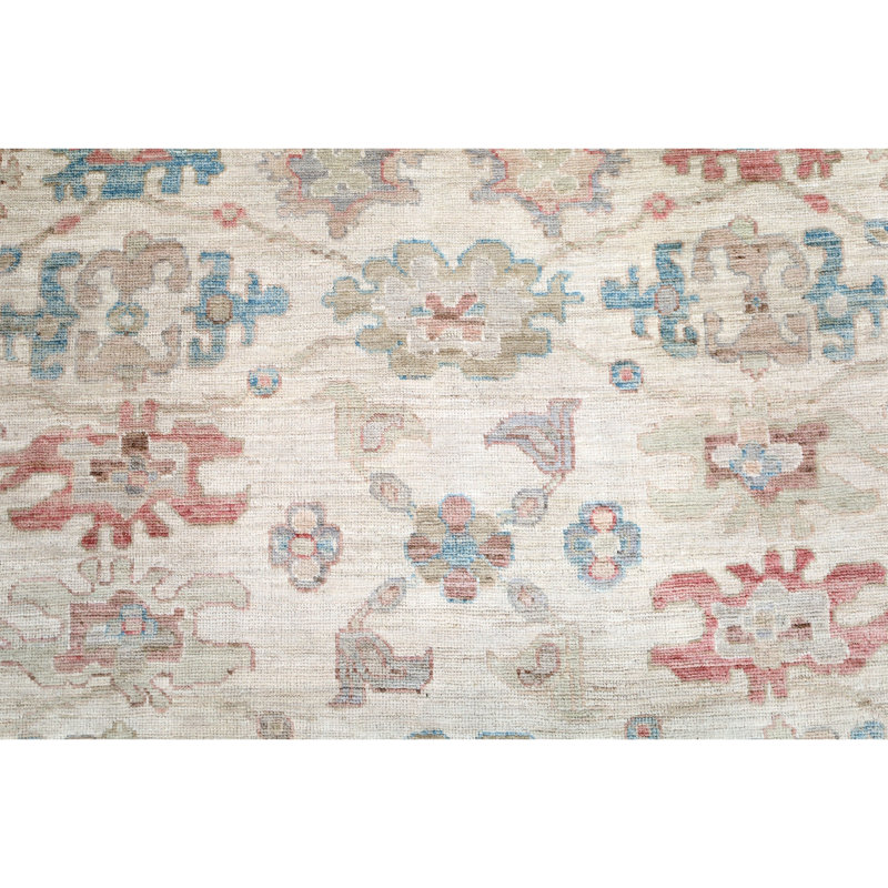 Hand Knotted Wool Area Rug in Cream