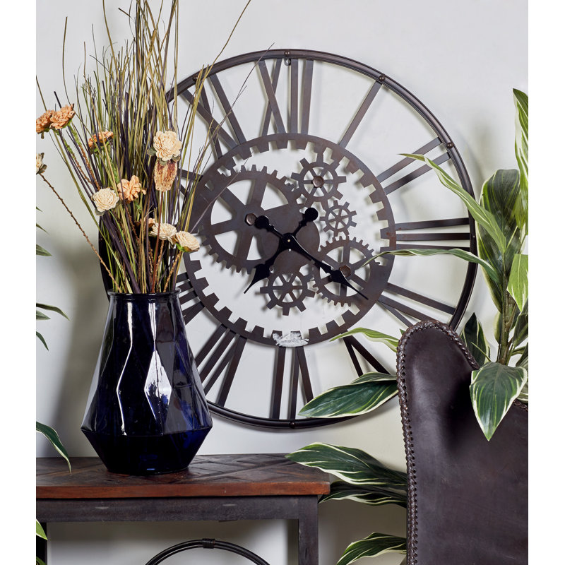 Black Metal Gear Decorative Wall Clock, Black