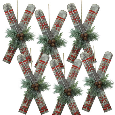 Ski Ornaments - Set of 6 - Gray